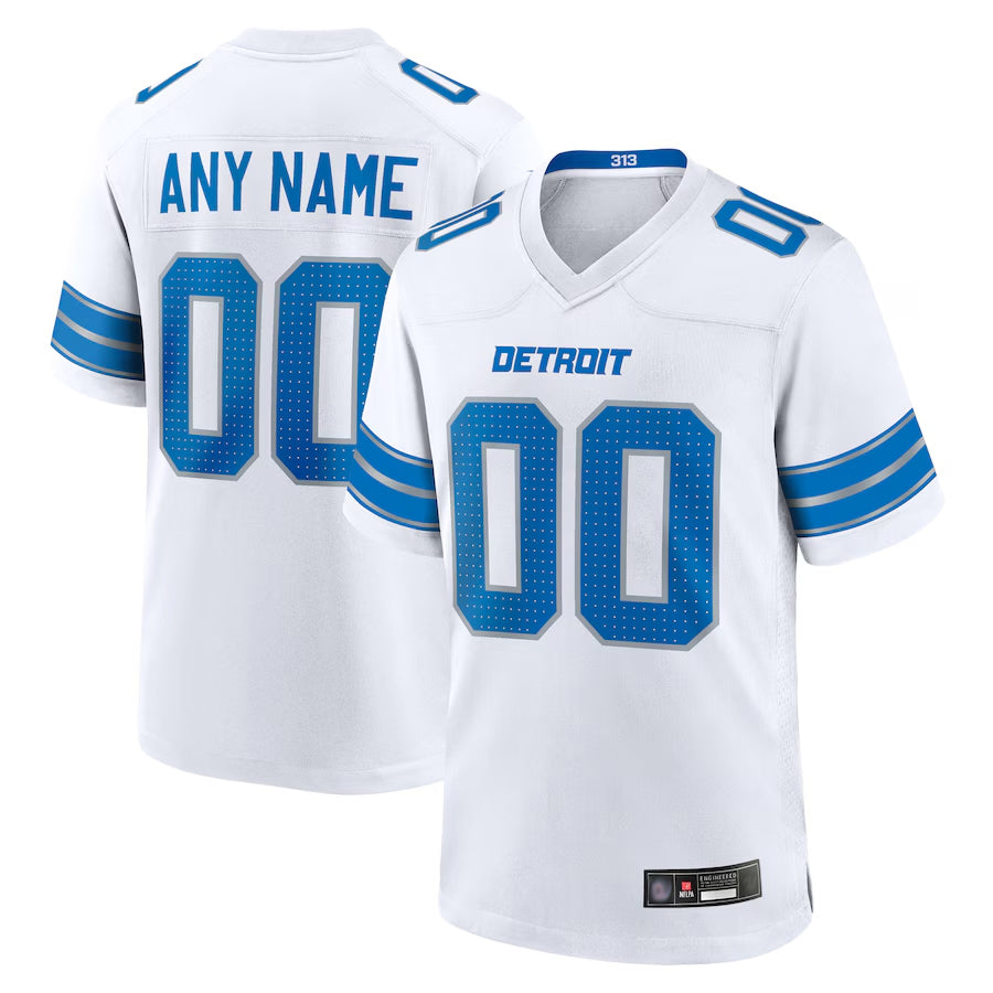 CAdoa Custom D.Lions White Home Game Stitched Jerseys