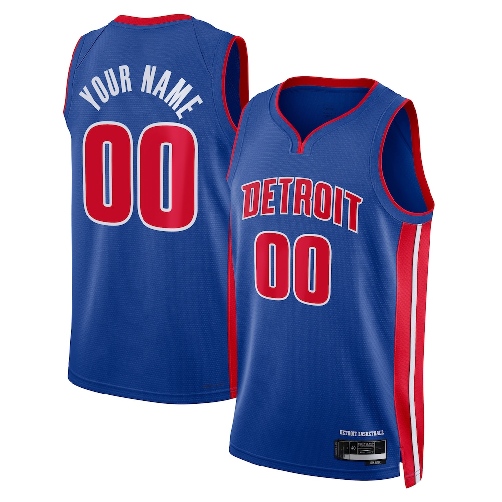 CAdoa Custom D.Pistons Blue Swingman Jerseys - Icon Edition
