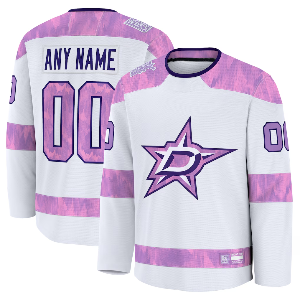 CAdoa Custom D.Stars White 2024 Hockey Fights Cancer Practice Jerseys