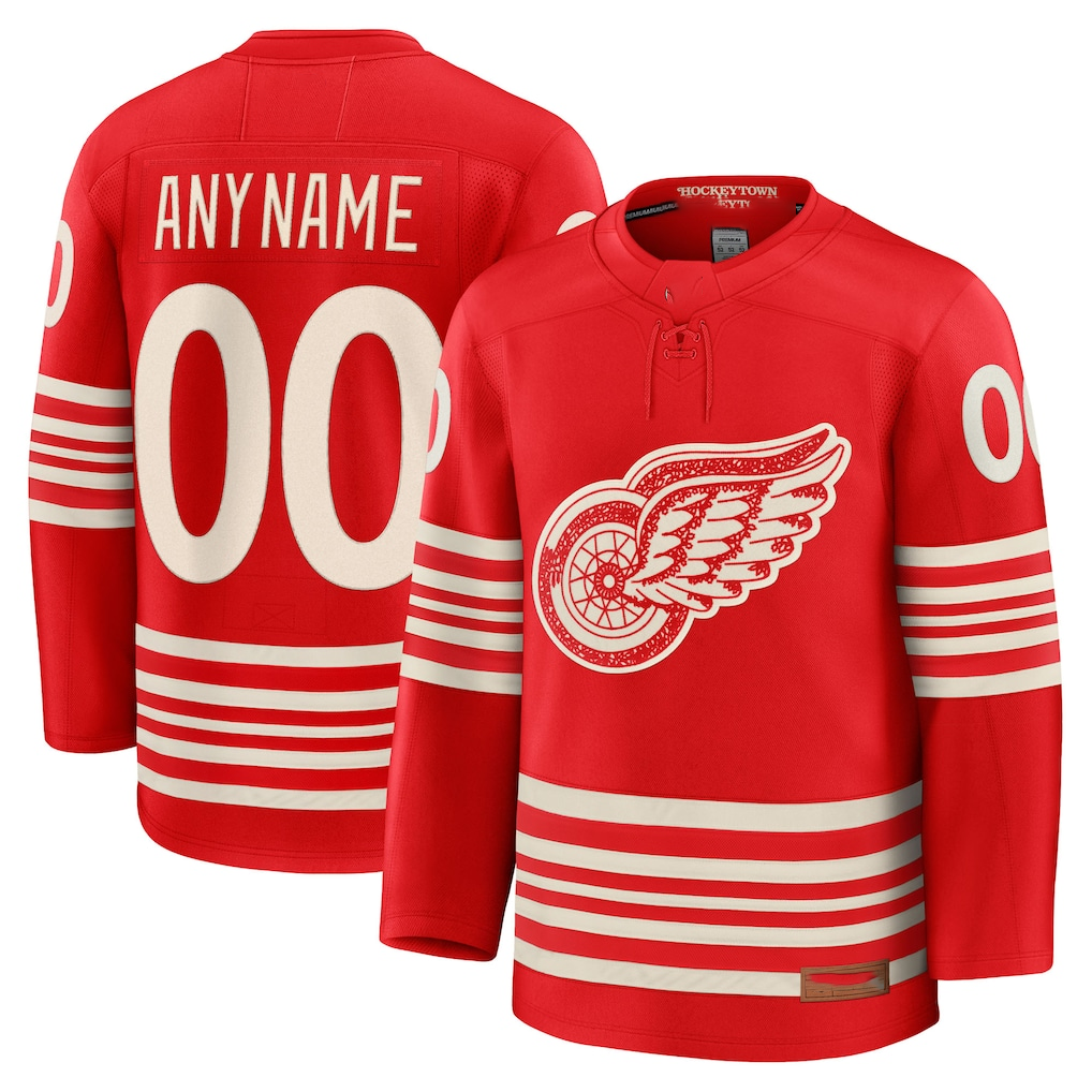 CAdoa Custom D.Red wings Red Centennial Premium Jerseys