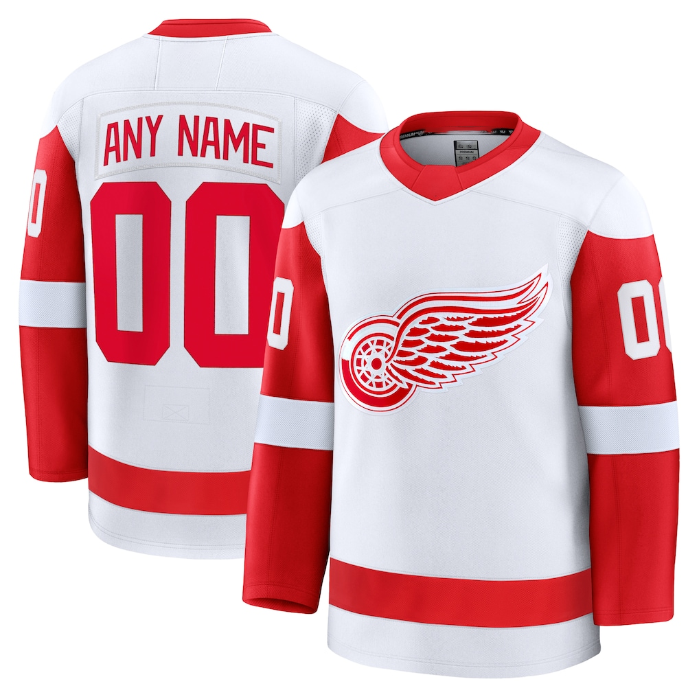 CAdoa Custom D.Red wings White Away Premium Jerseys