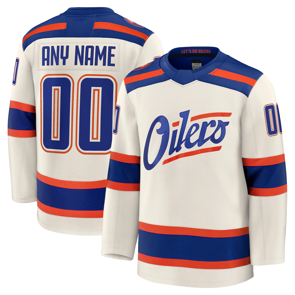 CAdoa Custom E.Oilers Light Beige Alternate Premium Jerseys
