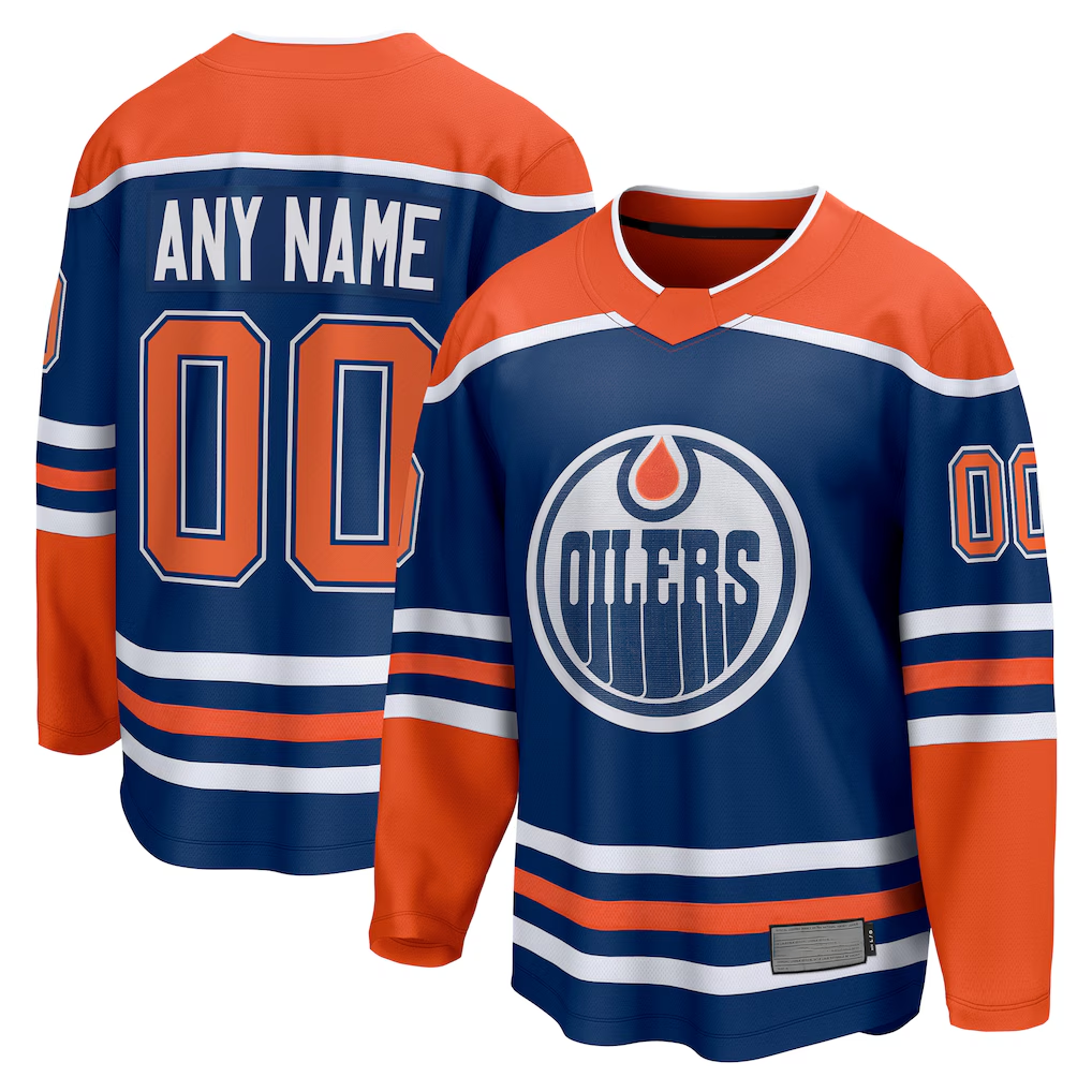 CAdoa Custom E.Oilers Royal Home Breakaway Jerseys