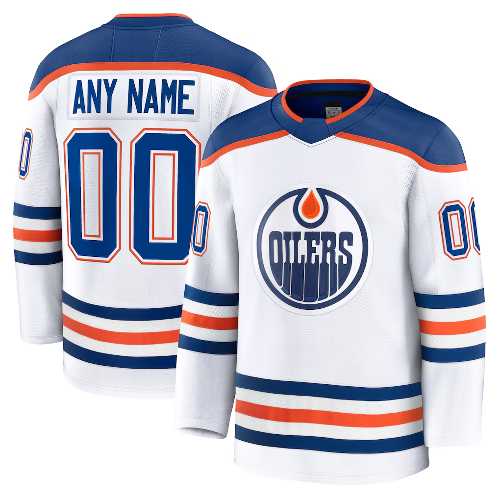 CAdoa Custom E.Oilers White Away Premium Jerseys