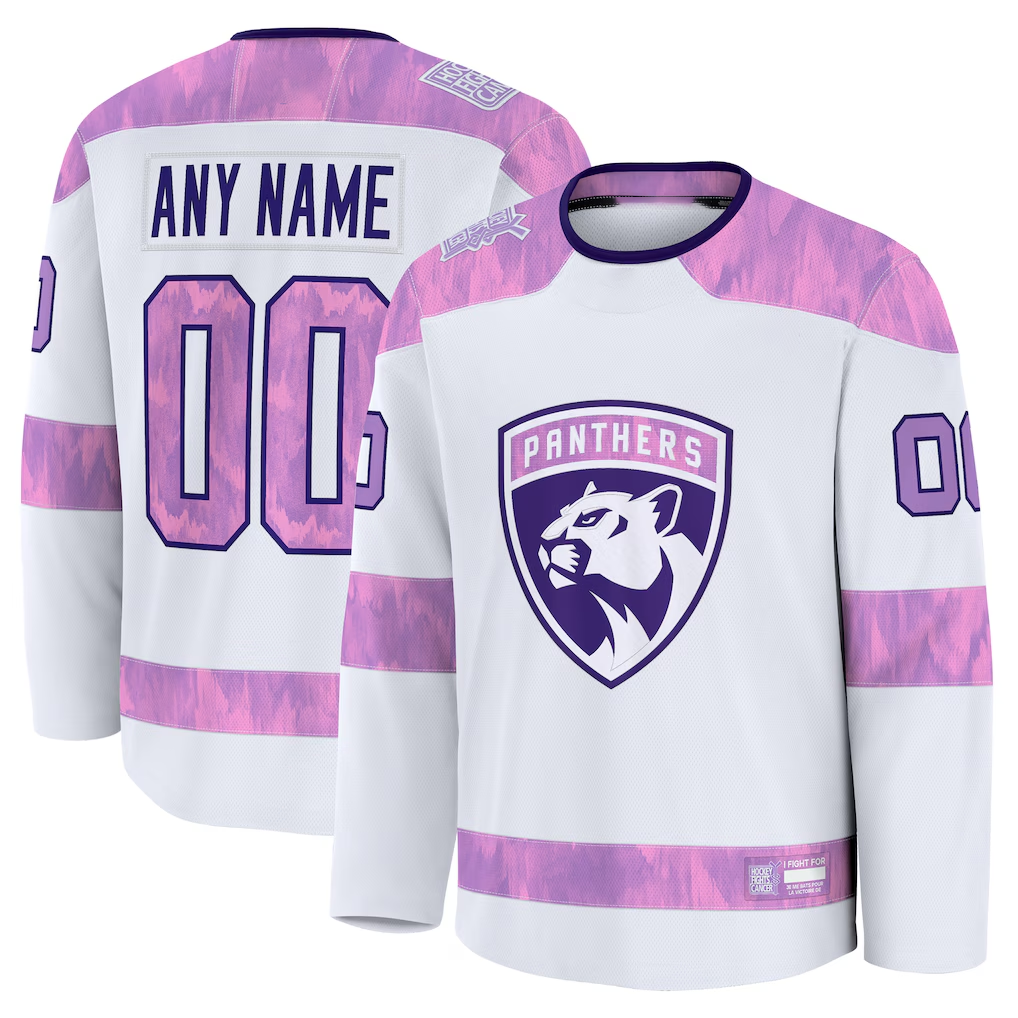CAdoa Custom F.Panthers White 2024 Hockey Fights Cancer Practice Jerseys