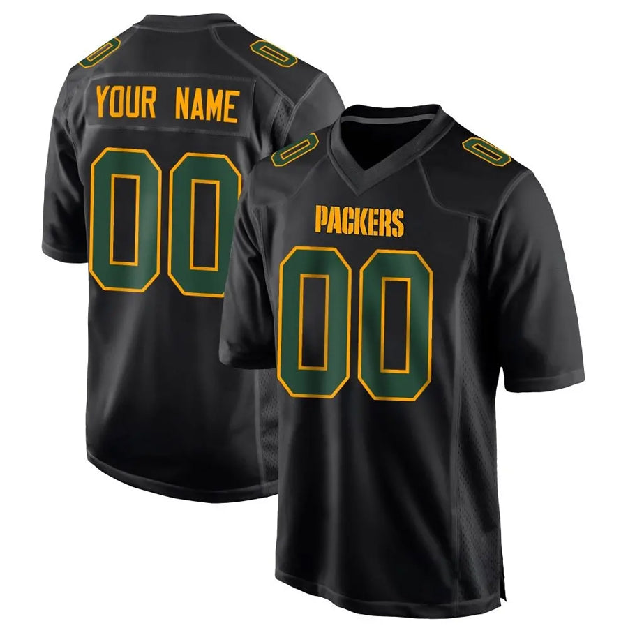 CAdoa Custom GB.Packers Black Fashion Game Stitched Jerseys