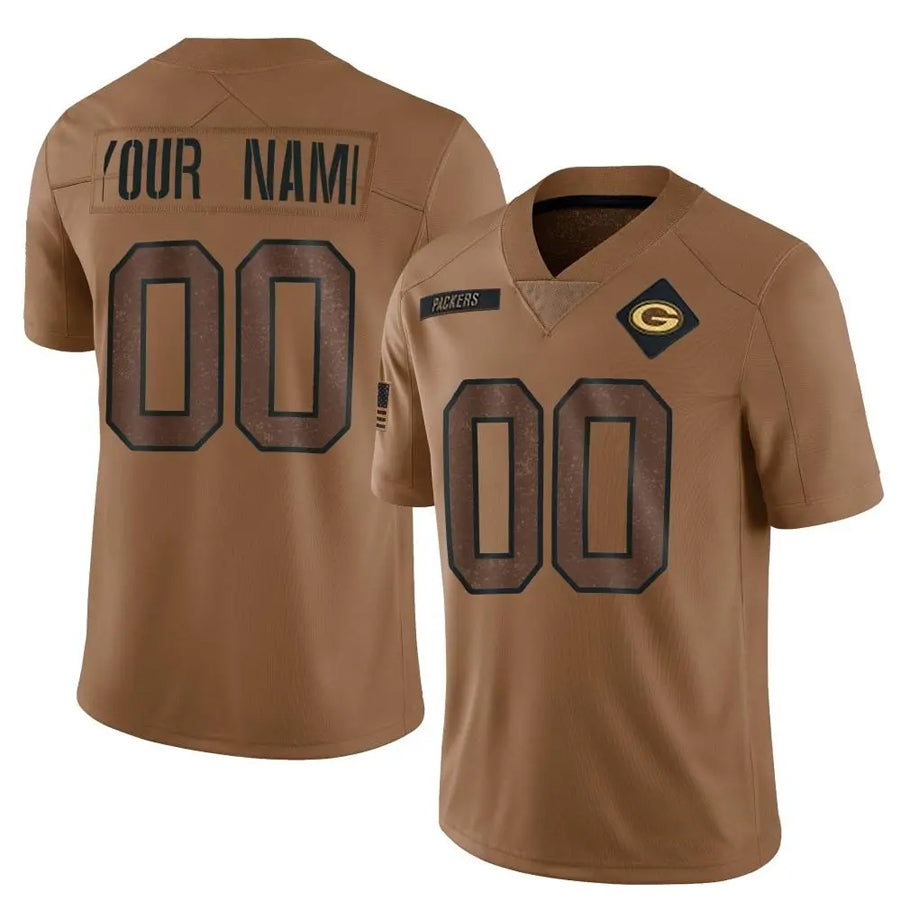 CAdoa Custom GB.Packers Brown Salute To Service Limited Stitched Jerseys
