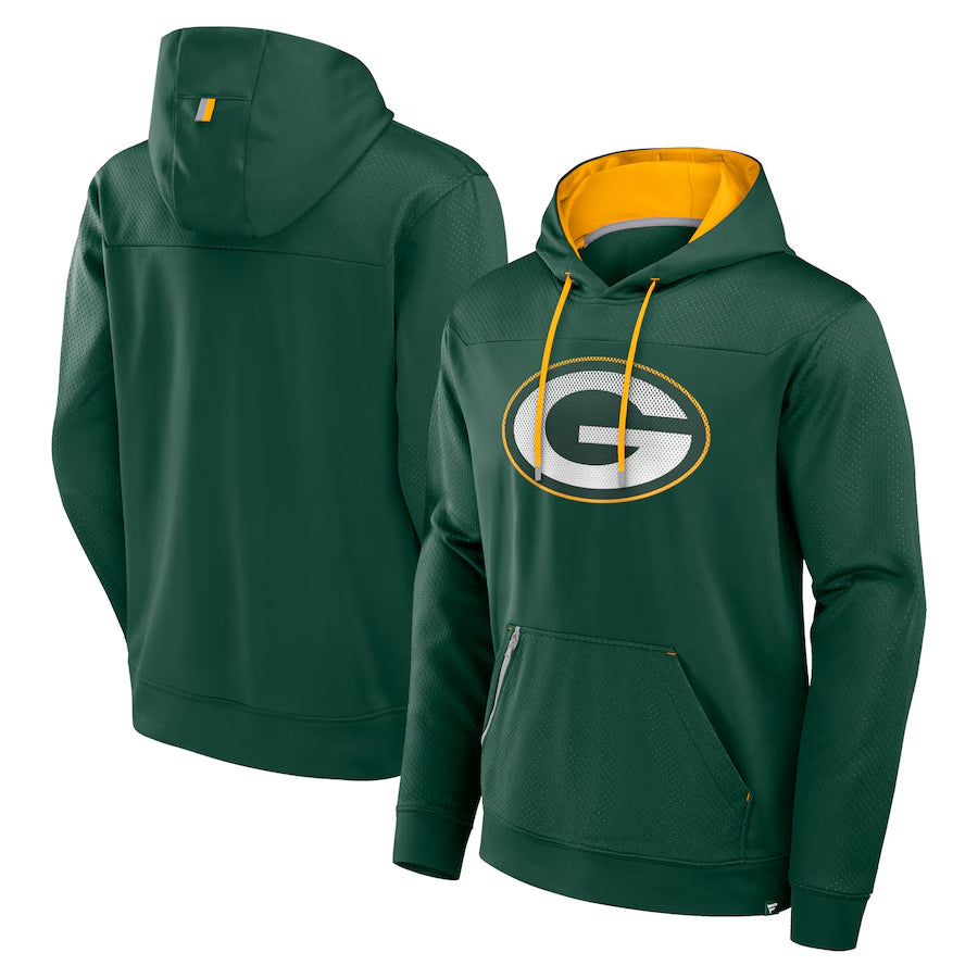 CAdoa Custom GB.Packers Green Defender Pullover Hoodie Game Stitched Jerseys