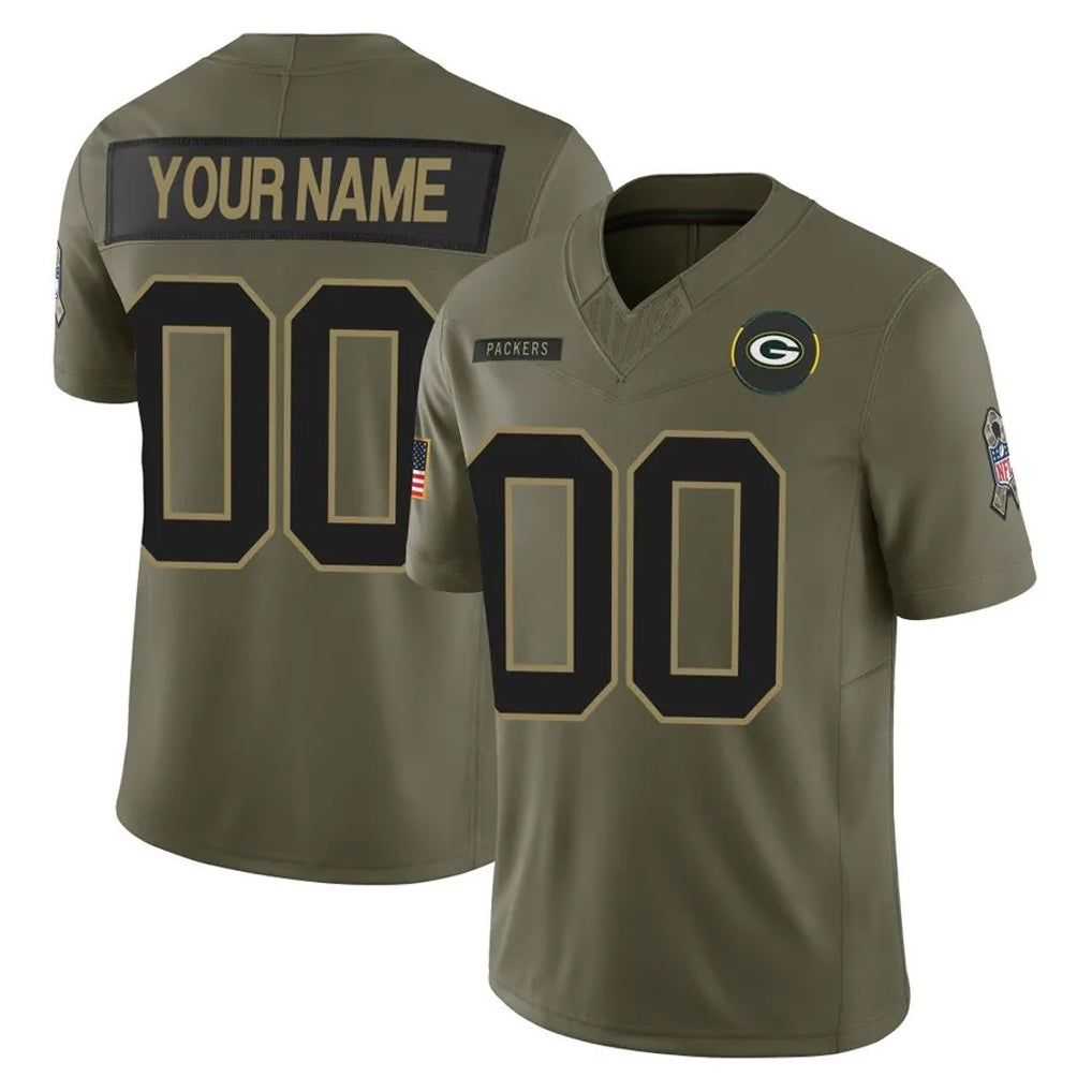 CAdoa Custom GB.Packers Olive 2025 Salute To Service Limited Home Game Any Name & Numbers Stitched Jerseys
