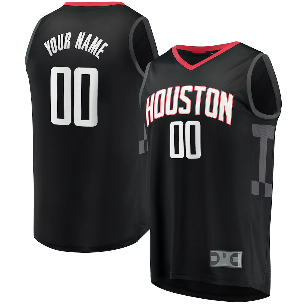 CAdoa Custom H.Rockets Black Fast Break Replica Stitched Jerseys-Statement Edition