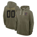 CAdoa Custom H.Texans Olive Salute to Service Pullover Hoodies Any Name & Numbers Stitched Jerseys