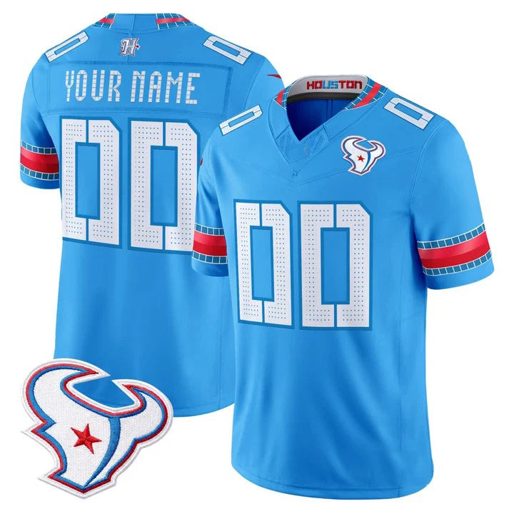CAdoa Custom H.Texans Rivalries Blue Jersey - All Stitched