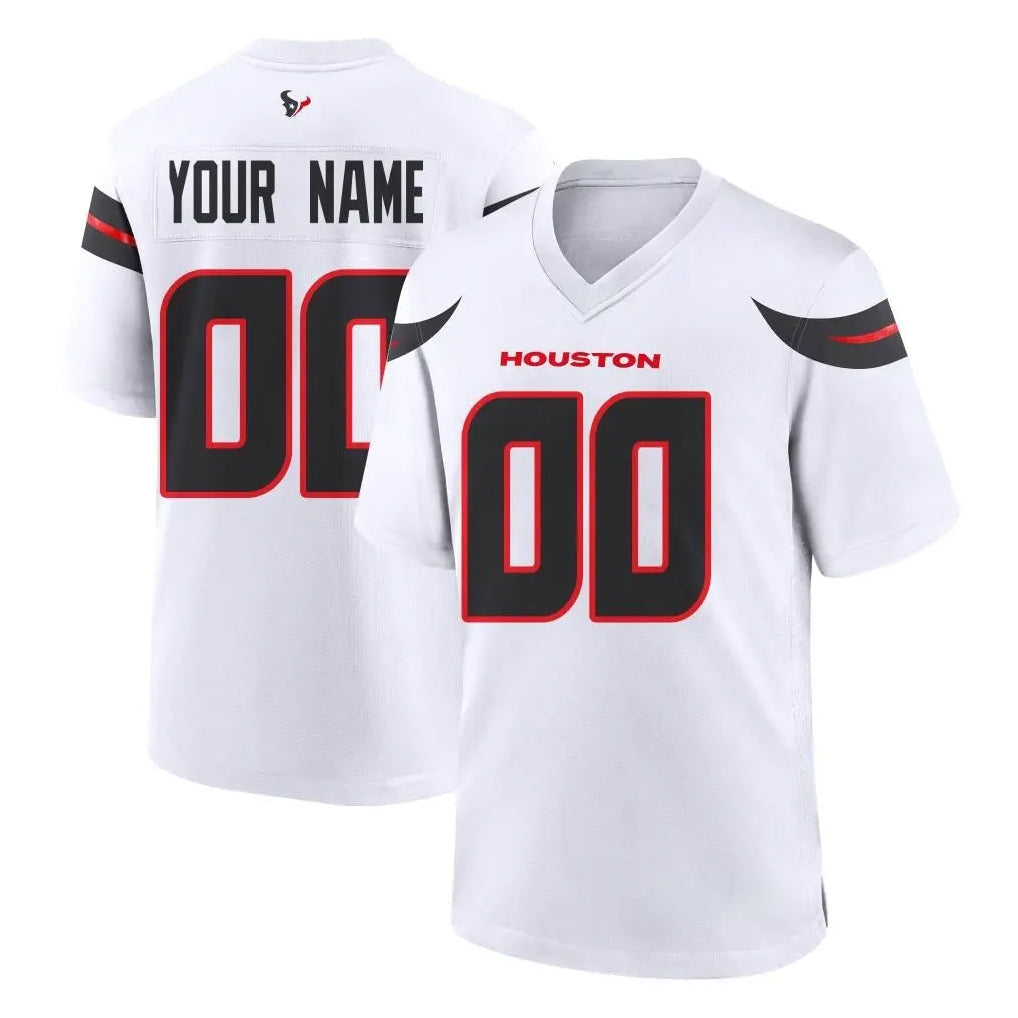 CAdoa Custom H.Texans White Home Game Any Name & Numbers Stitched Jerseys