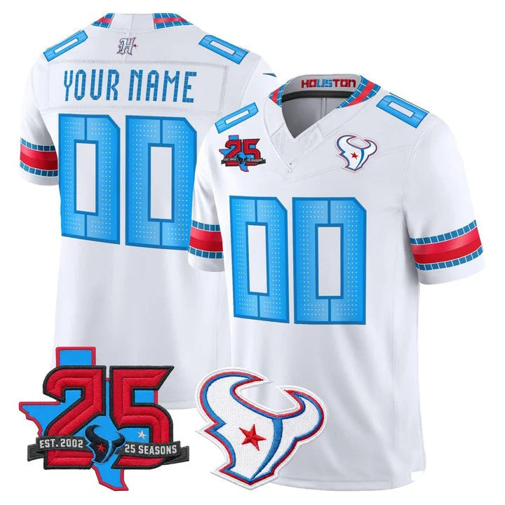 CAdoa Custom H.Texans White Rivalries Jersey - All Stitched