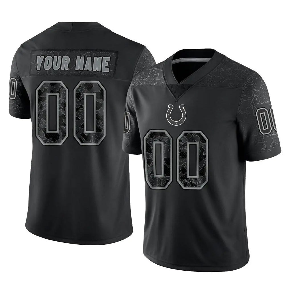 CAdoa Custom IN.Colts Black Reflective Limited Game Any Name & Numbers Stitched Jerseys