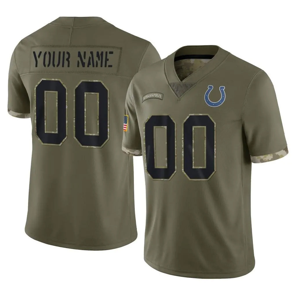 CAdoa Custom IN.Colts Olive Salute To Service Limited Any Name & Numbers Stitched Jerseys