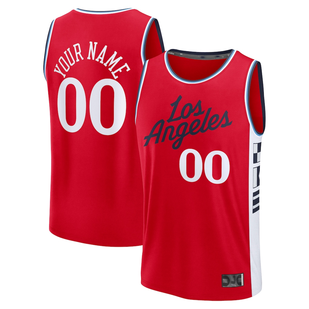 CAdoa Custom LA.Clippers Red Fast Break Stitched Jerseys- Statement Edition