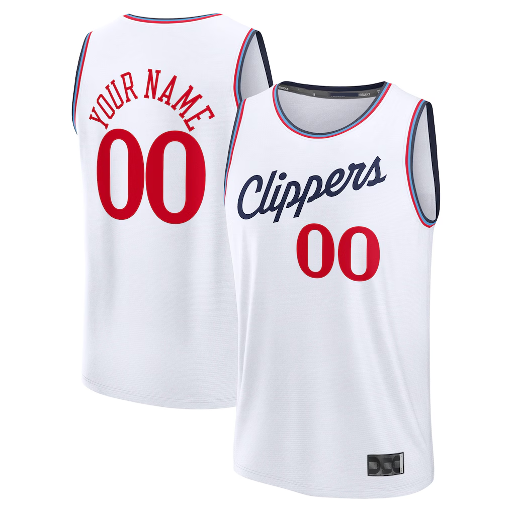 CAdoa Custom LA.Clippers White Fast Break Stitched Jerseys - Association Edition