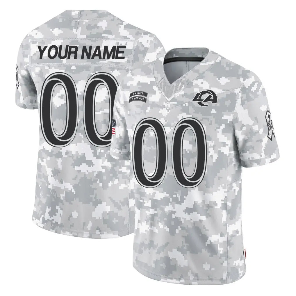 CAdoa Custom LA.Rams Arctic Camo Salute To Service Limited Game Any Name & Numbers Stitched Jerseys