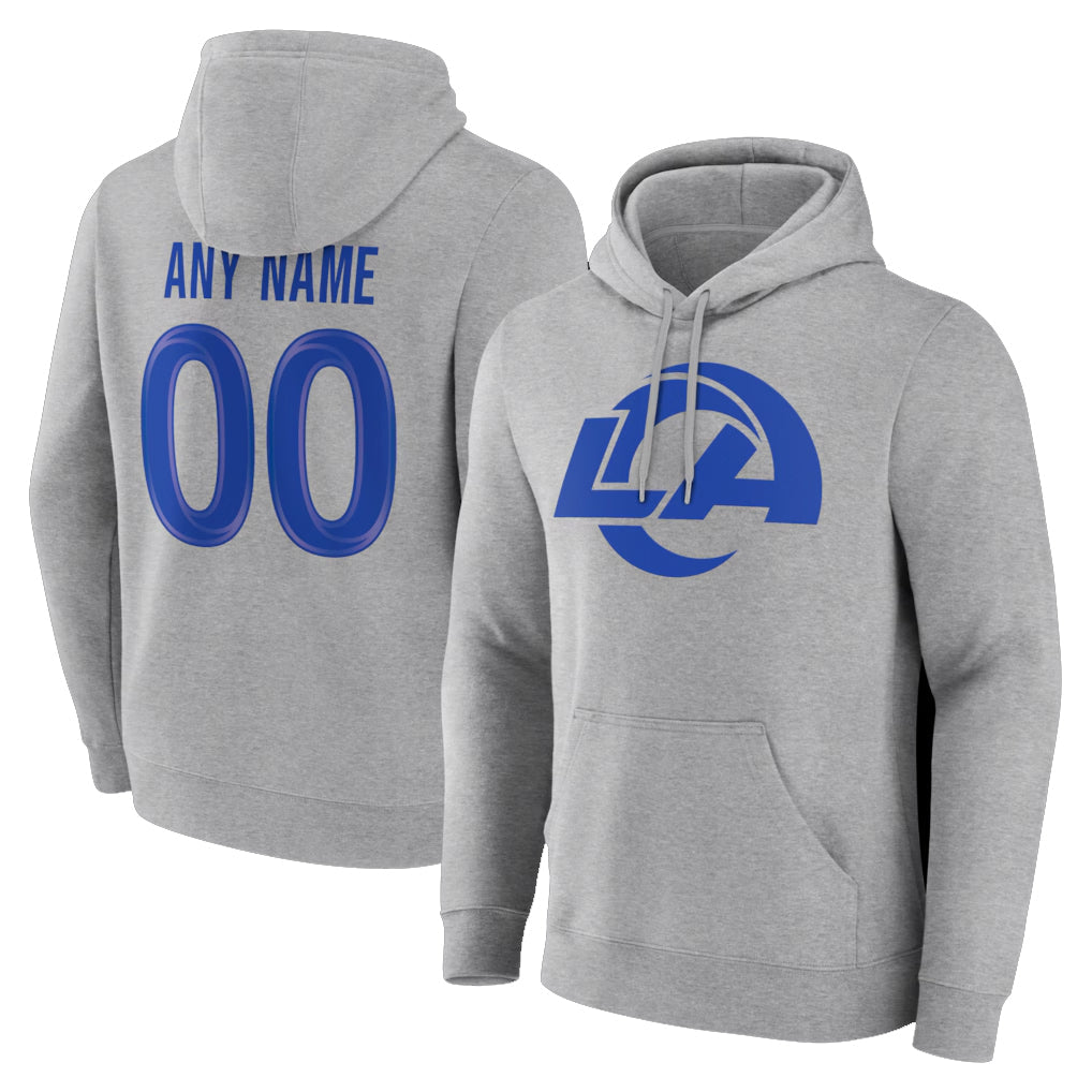 CAdoa Custom LA.Rams Light Gray Pullover Hoodie Limited Game Any Name & Numbers Stitched Jerseys