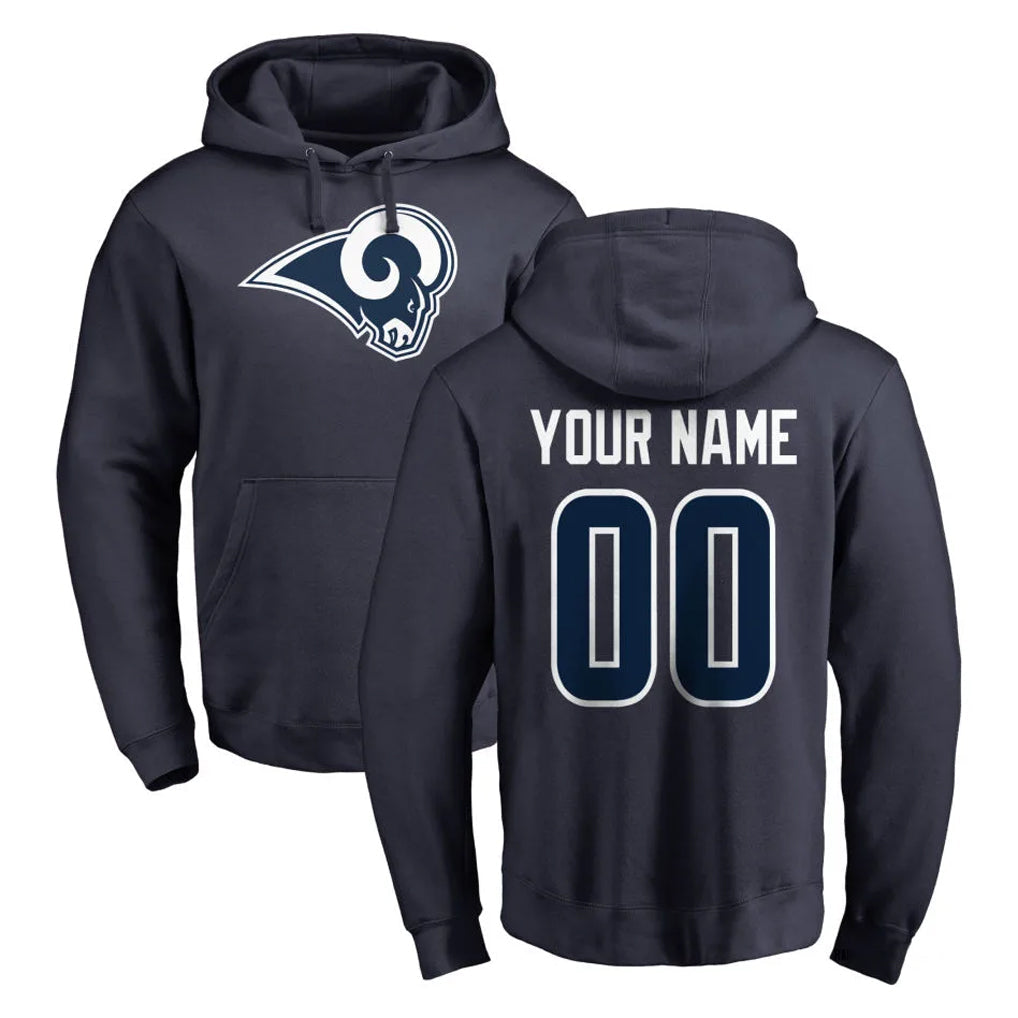 CAdoa Custom LA.Rams Navy Pullover Hoodie Limited Game Any Name & Numbers Stitched Jerseys