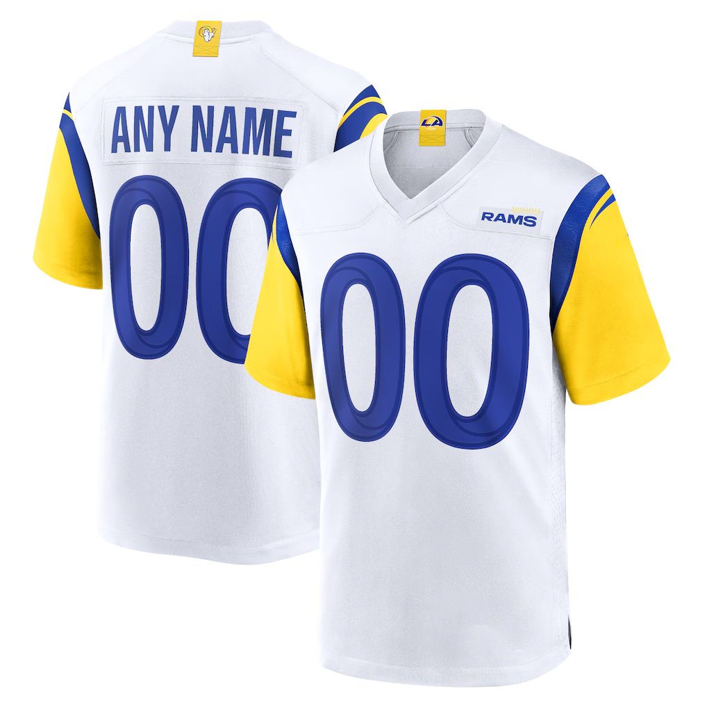 CAdoa Custom LA.Rams White Alternate Stitched Jerseys