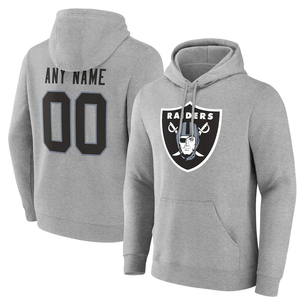 CAdoa Custom LV.Raiders Gray LOGO Pullover Hoodies Home Game Any Name & Numbers Stitched Jerseys