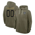 CAdoa Custom LV.Raiders Olive Salute to Service Pullover Hoodies Limited Any Name & Numbers Stitched Jerseys