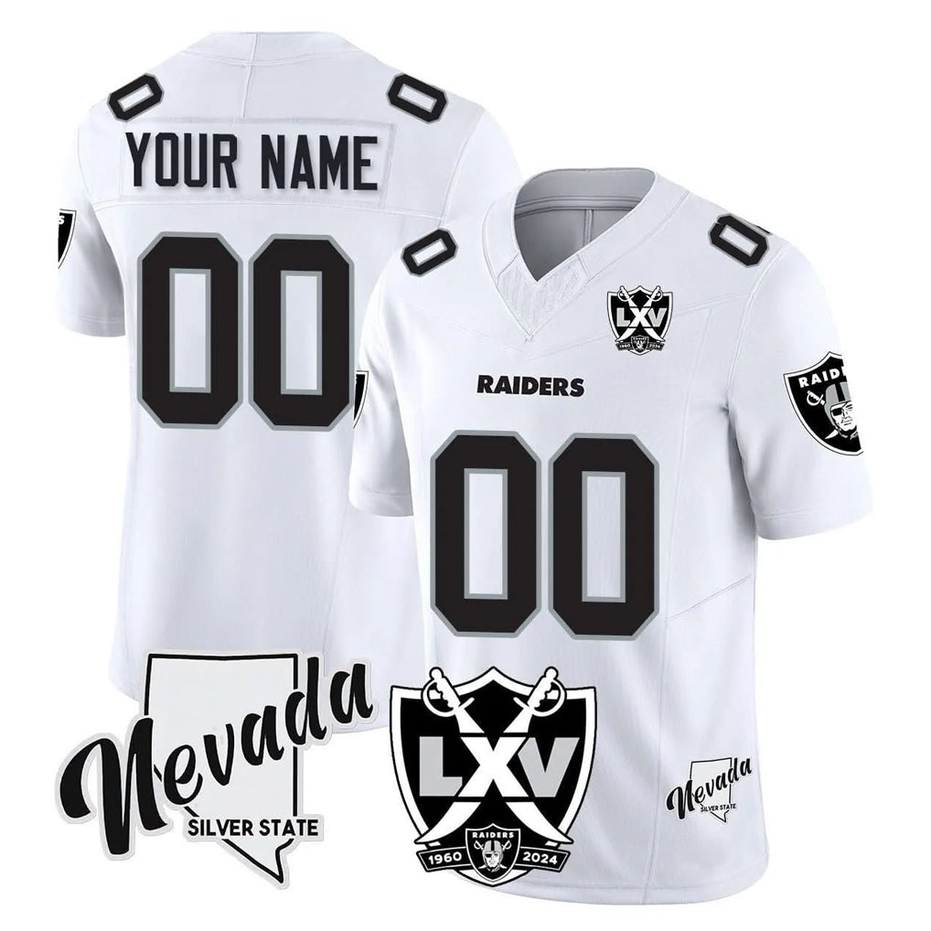 CAdoa Custom LV.Raiders White 65th Anniversary Vapor Limited Home Game Any Name & Numbers Stitched Jerseys
