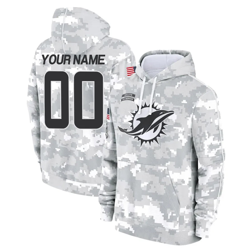 CAdoa Custom M.Dolphins Arctic Camo Salute to Service Hoodies Limited Game Any Name & Numbers Stitched Jerseys