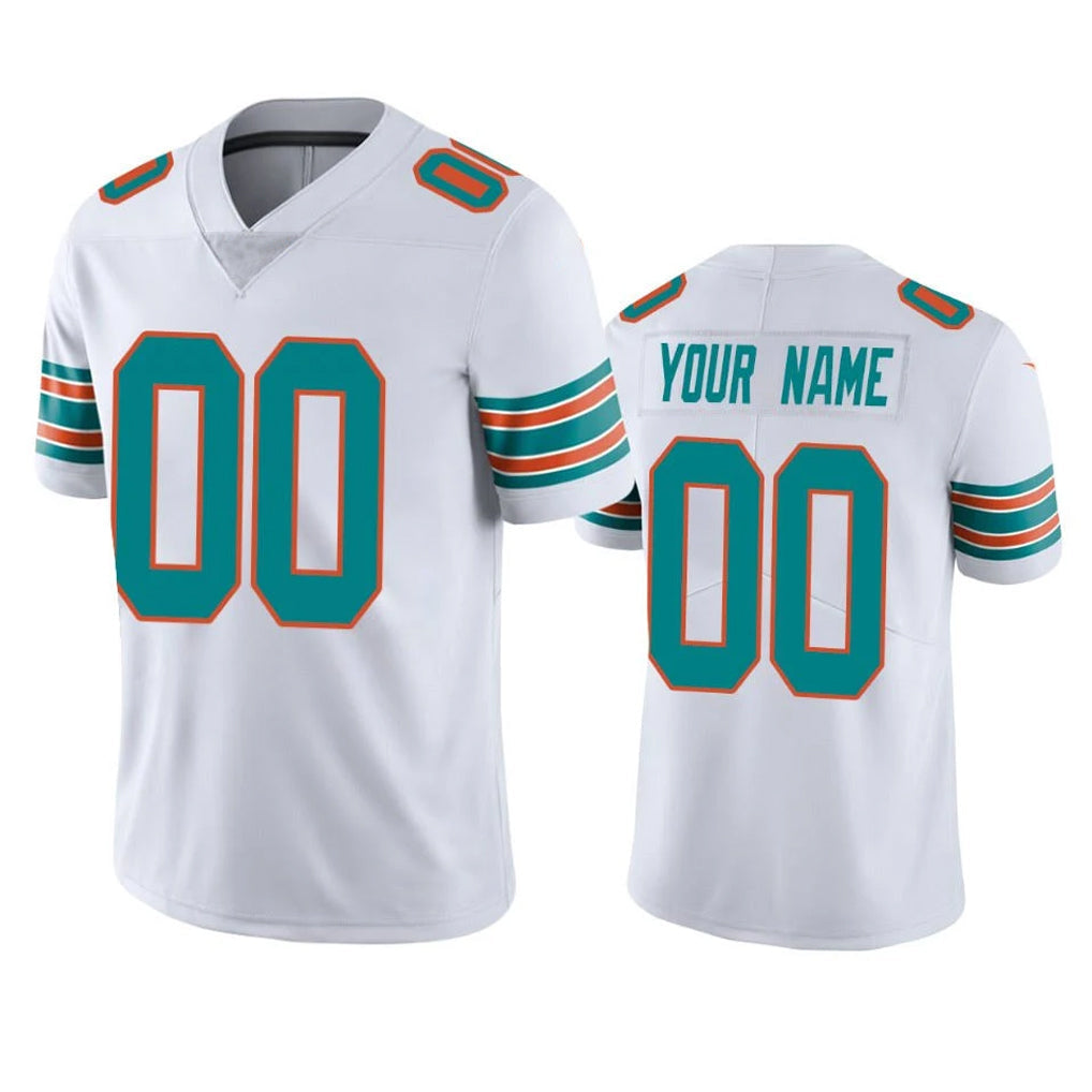 CAdoa Custom M.Dolphins White Limited Vapor Untouchable Home Game Any Name & Numbers Stitched Jerseys