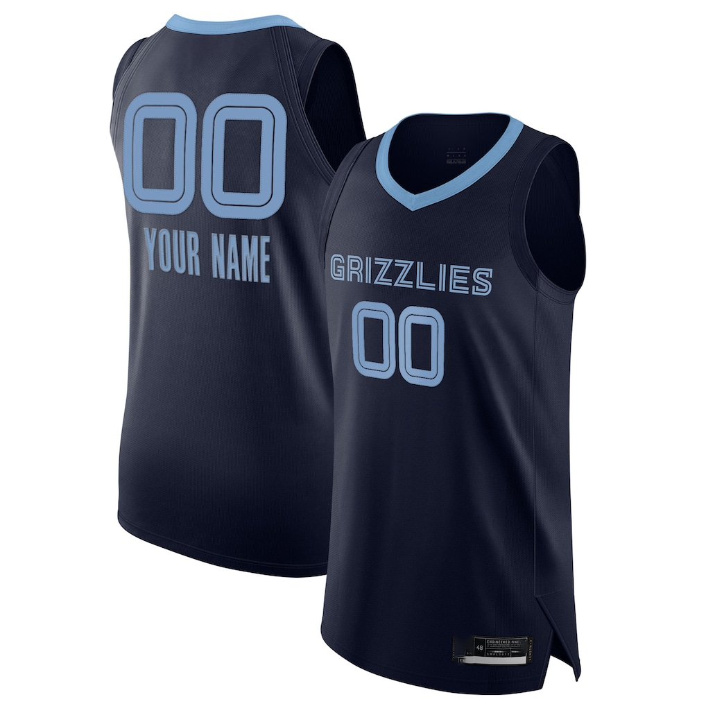 CAdoa Custom M.Grizzlies Navy 2020-2021 Authentic Stitched Jerseys- Icon Edition