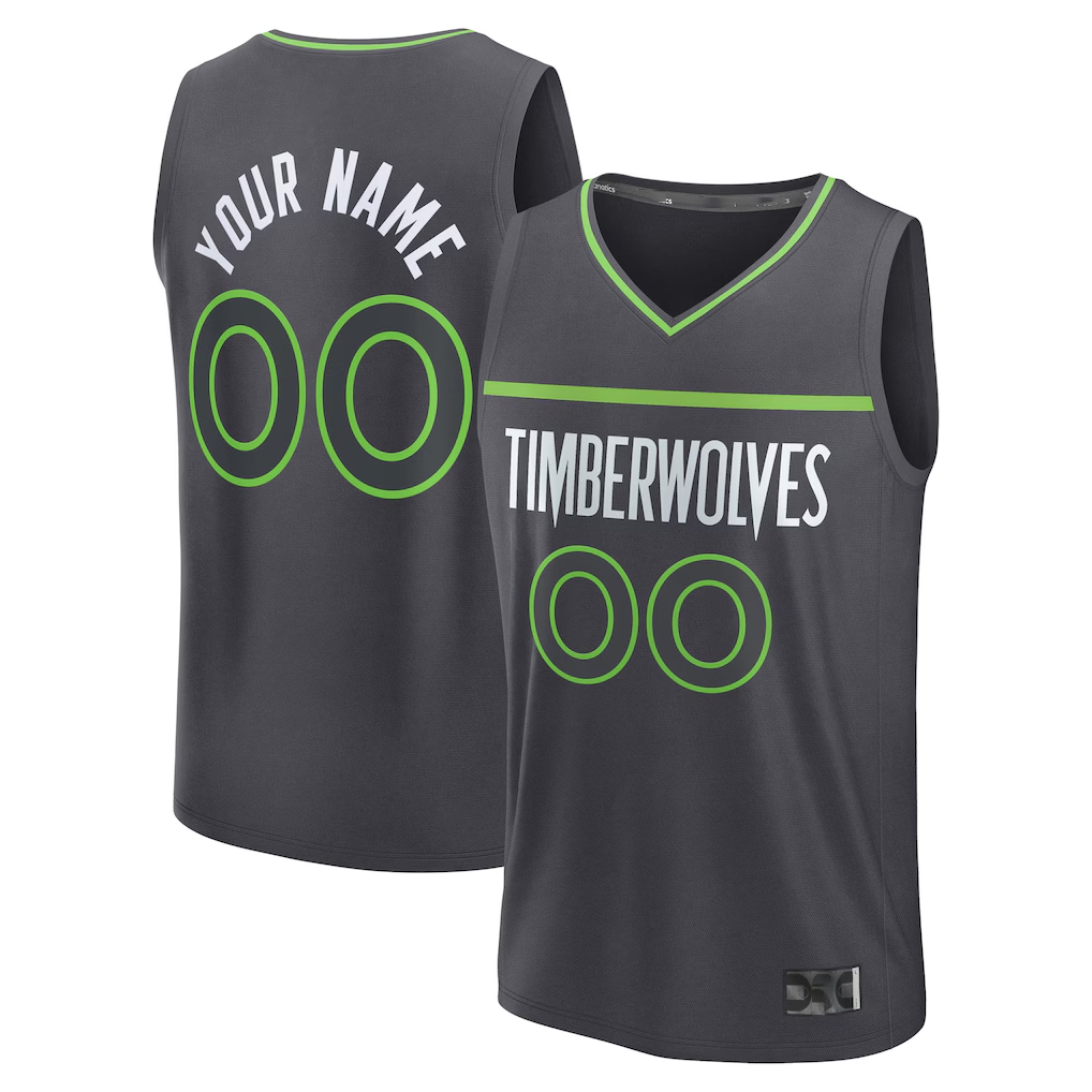 CAdoa Custom M.Timberwolves Anthracite Fast Break Stitched Jerseys- Icon Edition