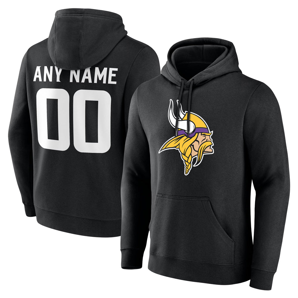 CAdoa Custom MN.Vikings Black LOGO Pullover Hoodies Limited Any Name & Numbers Stitched Jerseys