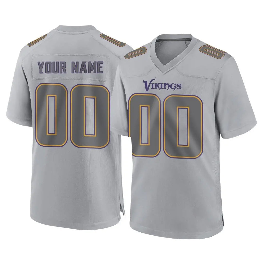 CAdoa Custom MN.Vikings Gray Atmosphere Fashion Home Game Any Name & Numbers Stitched Jerseys