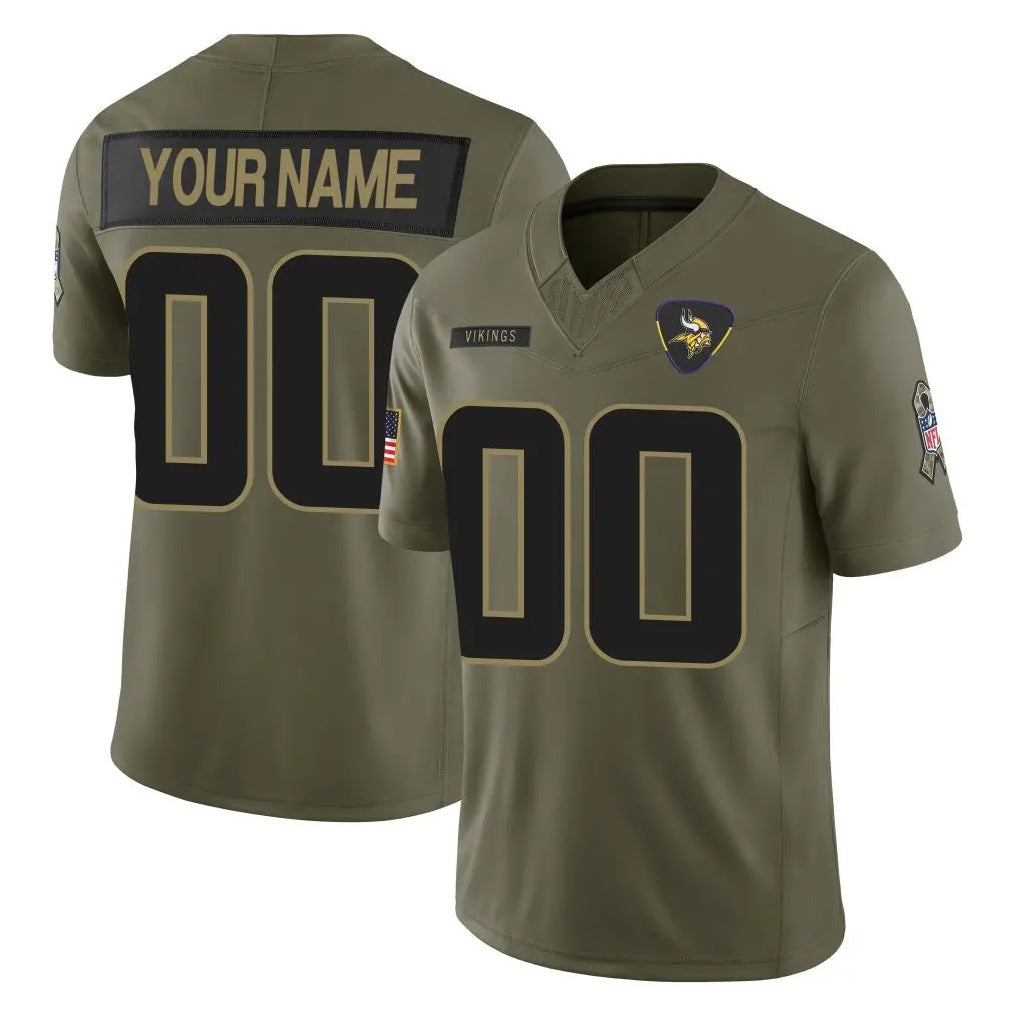 CAdoa Custom MN.Vikings Olive 2025 Salute To Service Limited Game Any Name & Numbers Stitched Jerseys