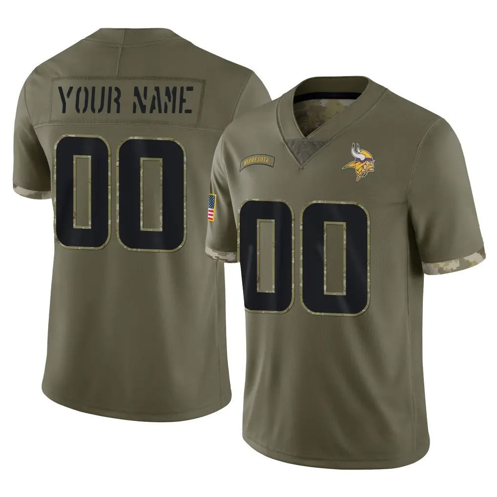 CAdoa Custom MN.Vikings Olive Salute To Service Limited Any Name & Numbers Stitched Jerseys