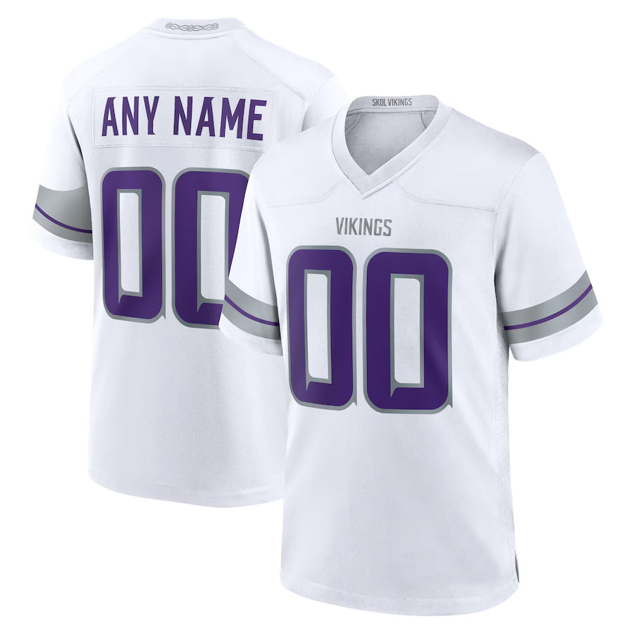 CAdoa Custom MN.Vikings White Alternate Game Stitched Jerseys