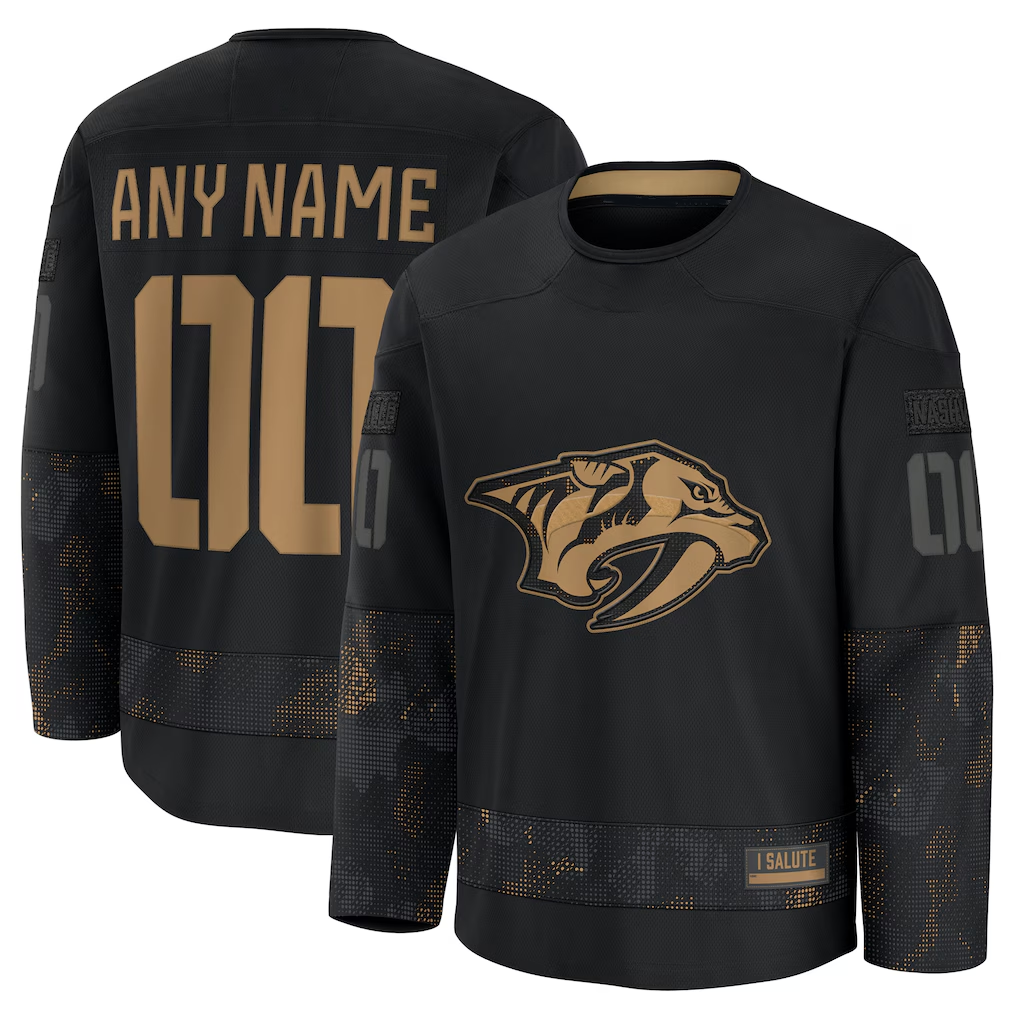 CAdoa Custom N.Predators Black 2024 Military Appreciation Practice Jerseys