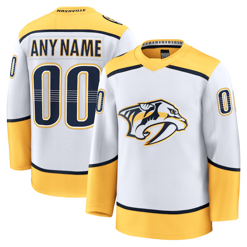 CAdoa Custom N.Predators White Away Premium Jerseys