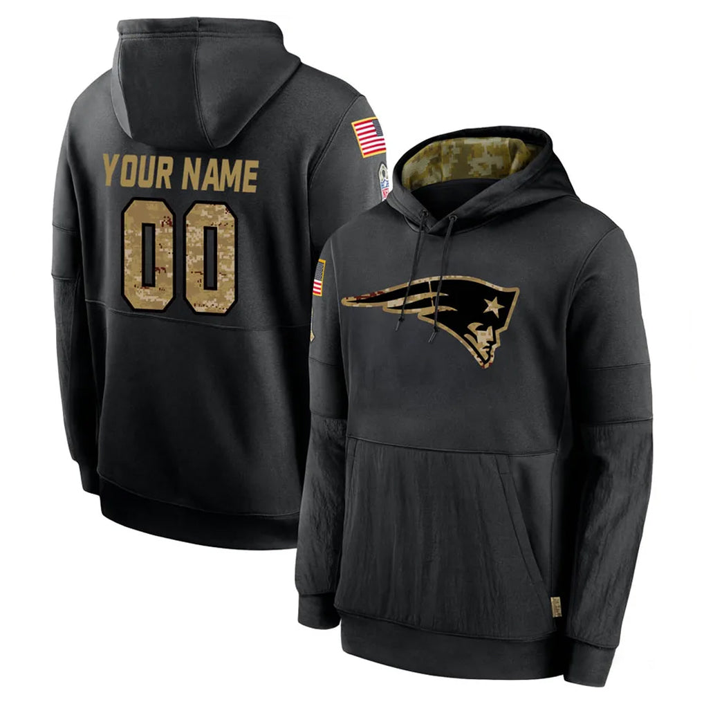 CAdoa Custom NE.Patriots Black Salute to Service Hoodies Limited Game Any Name & Numbers Stitched Jerseys