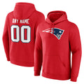 CAdoa Custom NE.Patriots Red LOGO Pullover Hoodies Home Game Any Name & Numbers Stitched Jerseys
