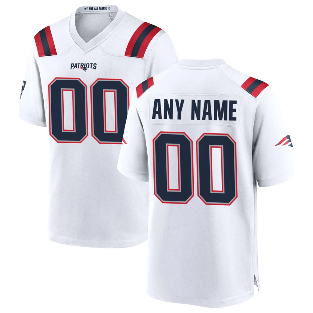 CAdoa Custom NE.Patriots White Home Game Any Name & Numbers Stitched Jerseys