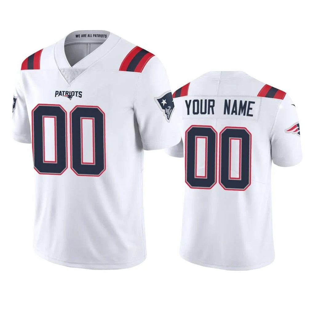 CAdoa Custom NE.Patriots White Vapor Untouchable Home Game Any Name & Numbers Stitched Jerseys