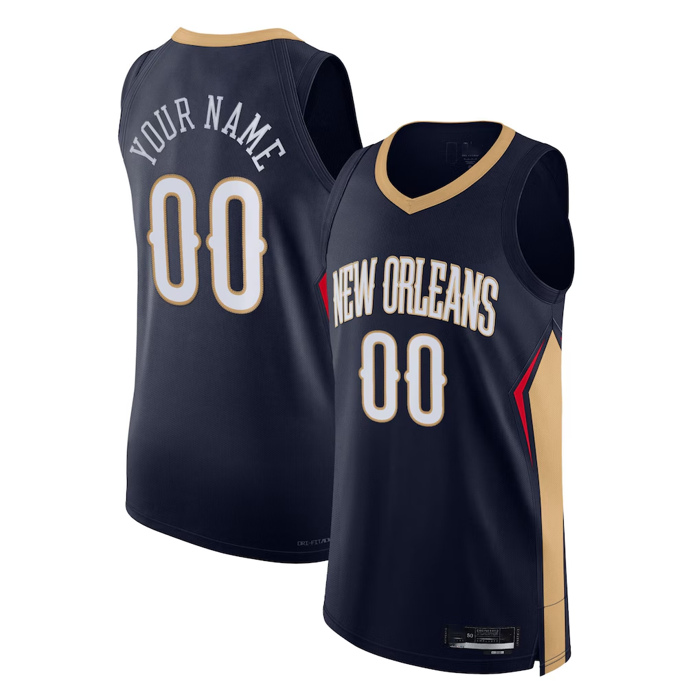 CAdoa Custom NO.Pelicans Navy 2021-2022 Diamond Authentic Stitched Jerseys- Icon Edition