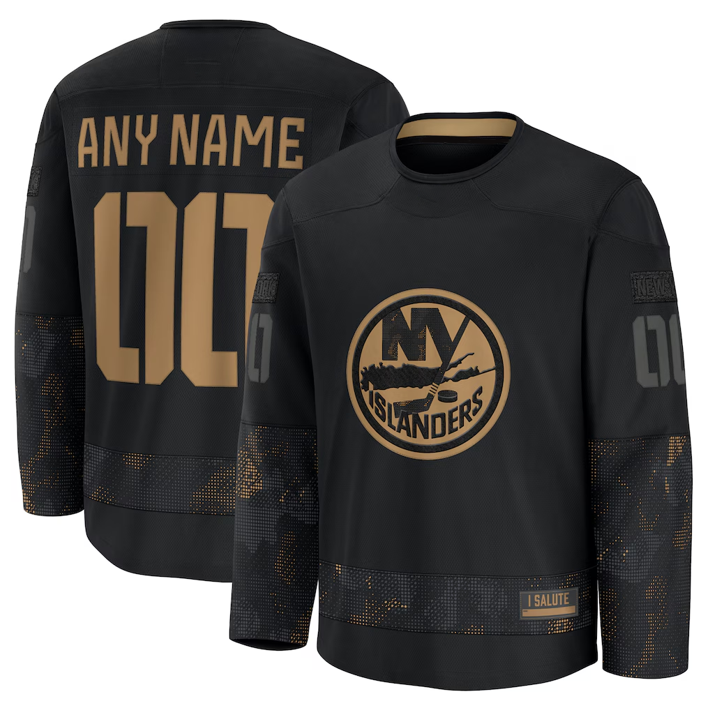 CAdoa Custom NY.Islanders Black 2024 Military Appreciation Practice Jerseys