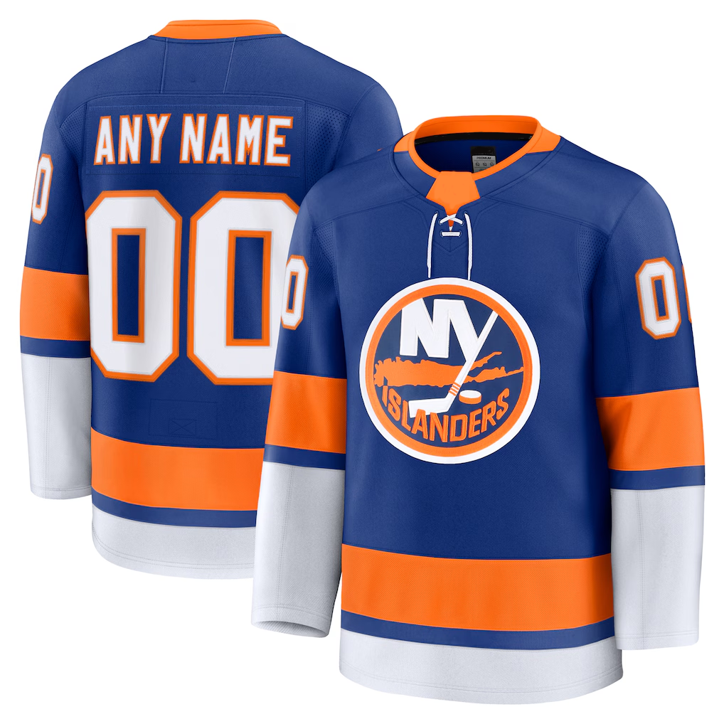 CAdoa Custom NY.Islanders Royal Home Premium Jerseys