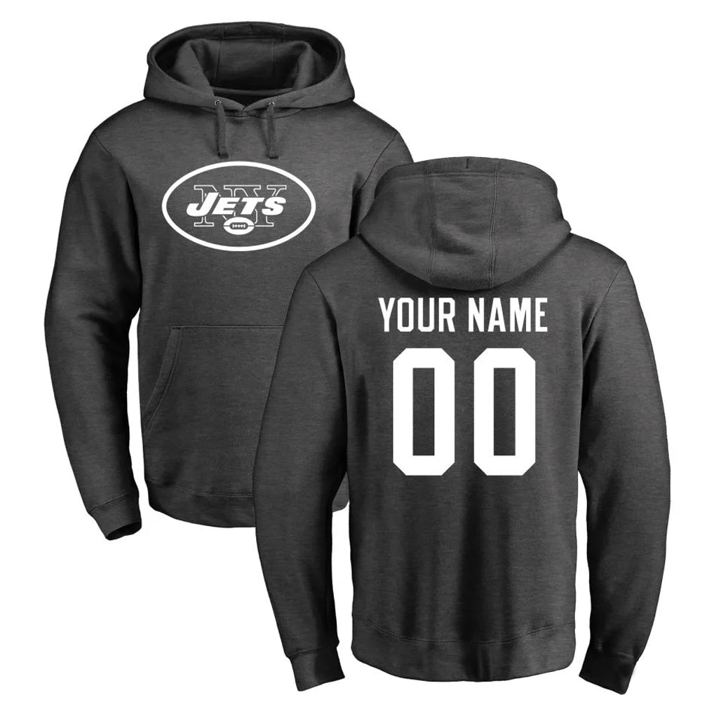 CAdoa Custom NY.Jets Gray Pullover Hoodies Limited Game Any Name & Numbers Stitched Jerseys