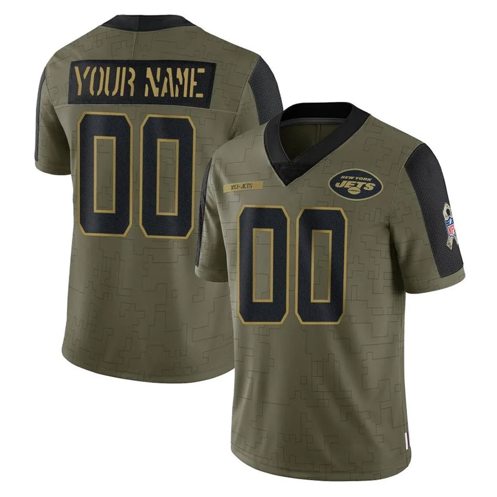 CAdoa Custom NY.Jets Olive Salute To Service Limited Game Any Name & Numbers Stitched Jerseys