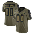 CAdoa Custom NY.Jets Olive Salute To Service Limited Game Any Name & Numbers Stitched Jerseys